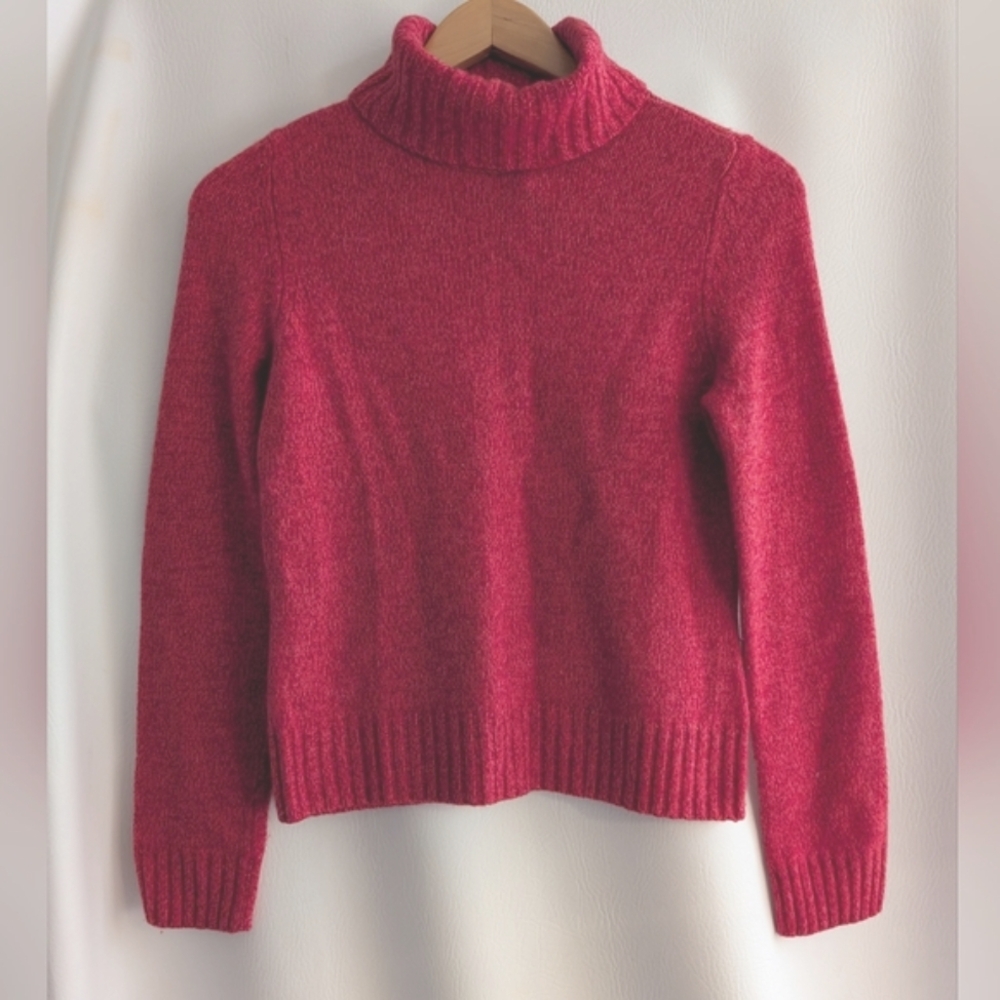 Daniel Bishop Cashmere Pink Orange Red Turtleneck Knit Pullover Sweater - PM